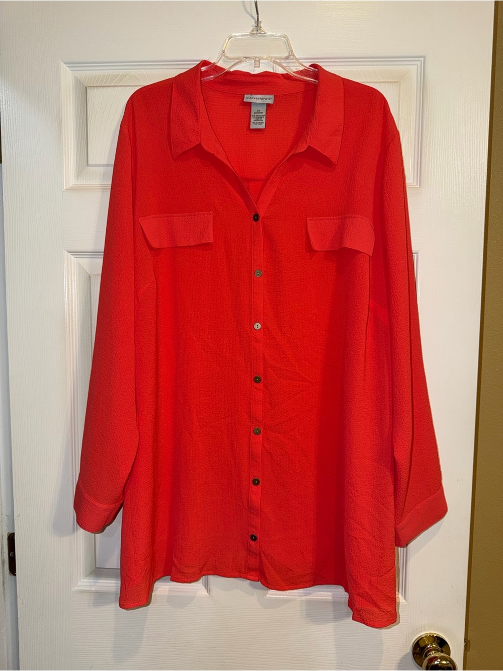 Catherines Red Button-Down Shirt. Size 2X. EUC